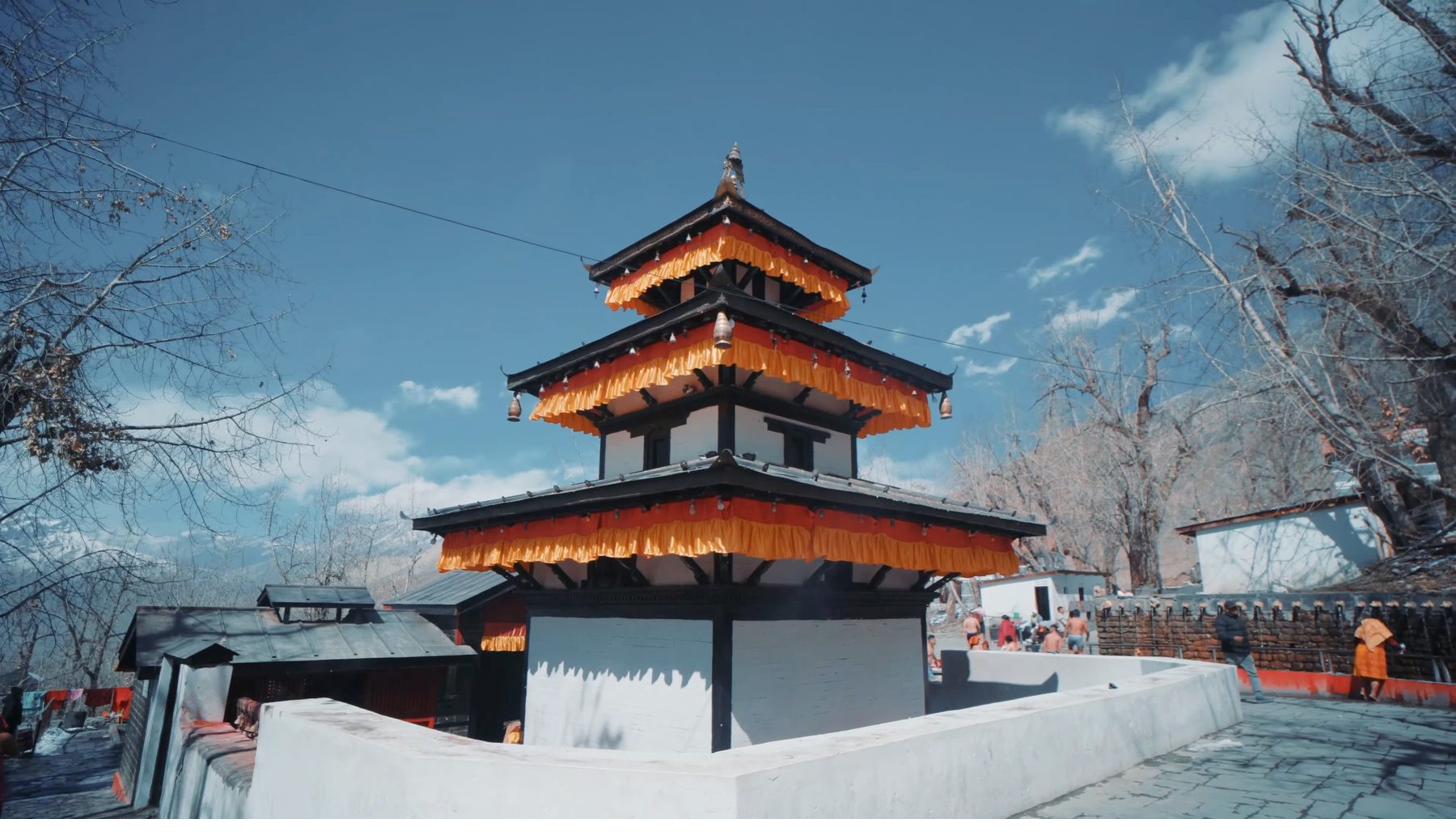 Muktinath temple under blue sky